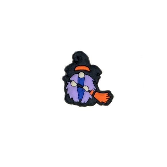 Halloween Gnome Witch Hat Wizard Broom Pumpkin Croc Charm Set of 3 - Picture 9 of 11